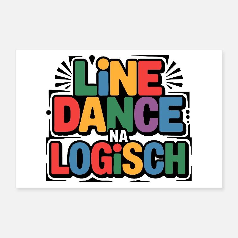 LineDance Na Logisch Bunte Typo Poster 30x20 cm