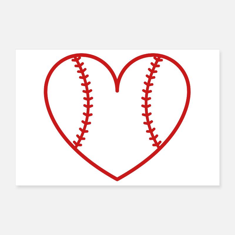 Baseball-Softballherz Poster 30x20 cm