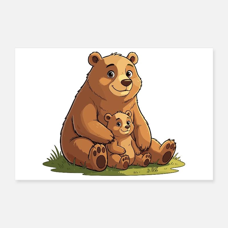 Douce maman ourse avec un petit Poster 30 x 20 cm