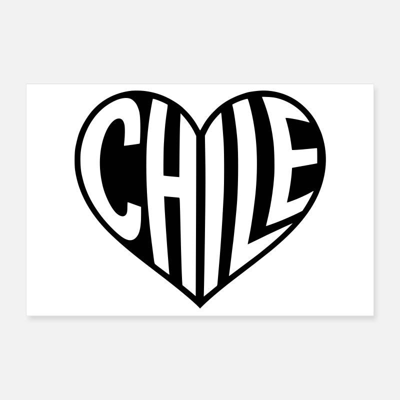 Chile Herz Typografie  Poster 30x20 cm