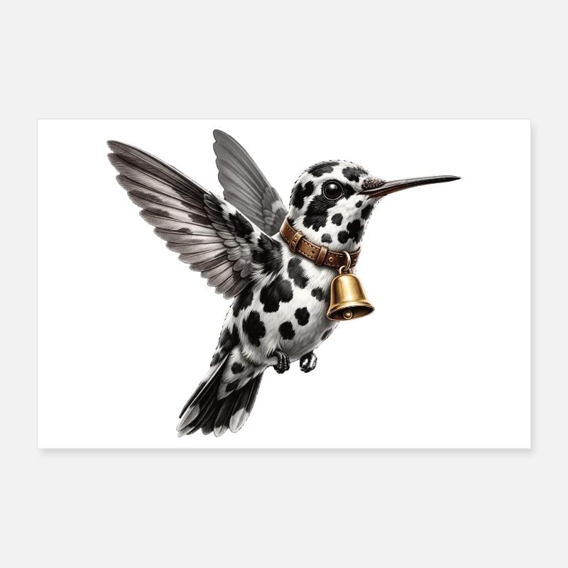 Funny Mixed Hummingbird Cow Pattern Poster 12" x 8" (30x20 cm)