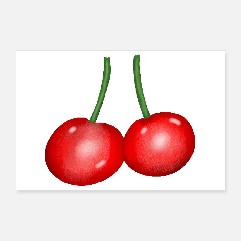 Cherry Duo Glossy Red Poster 12" x 8" (30x20 cm)