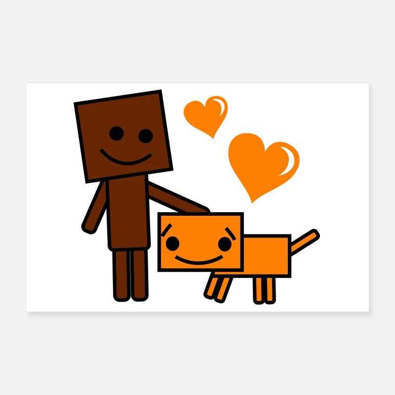Chien et Buddy de dessins animés Ami du Cœur Poster 30 x 20 cm