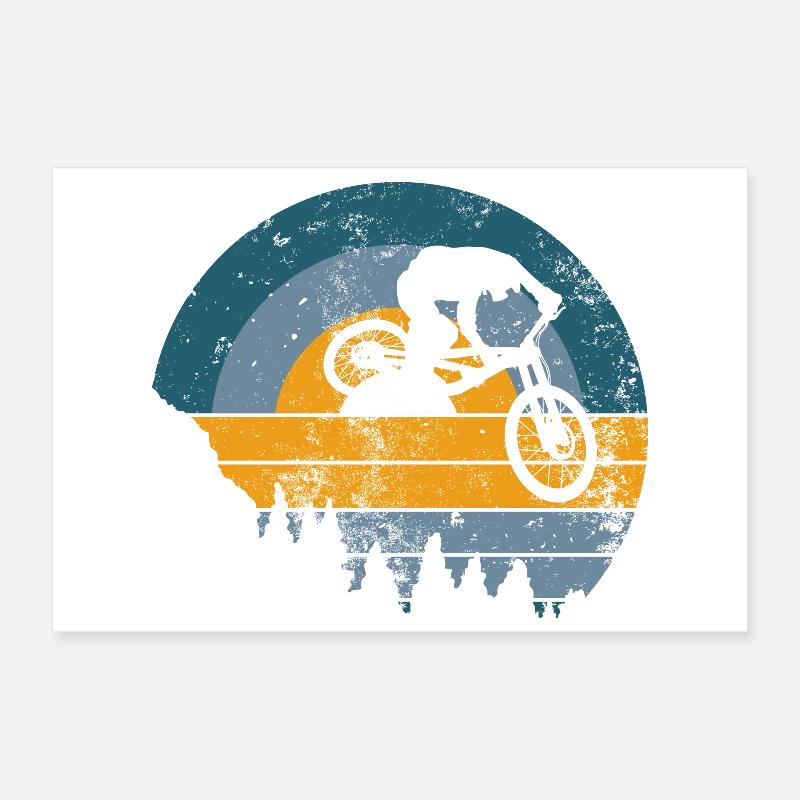 Silhouette du saut VTT au coucher du soleil Poster 30 x 20 cm