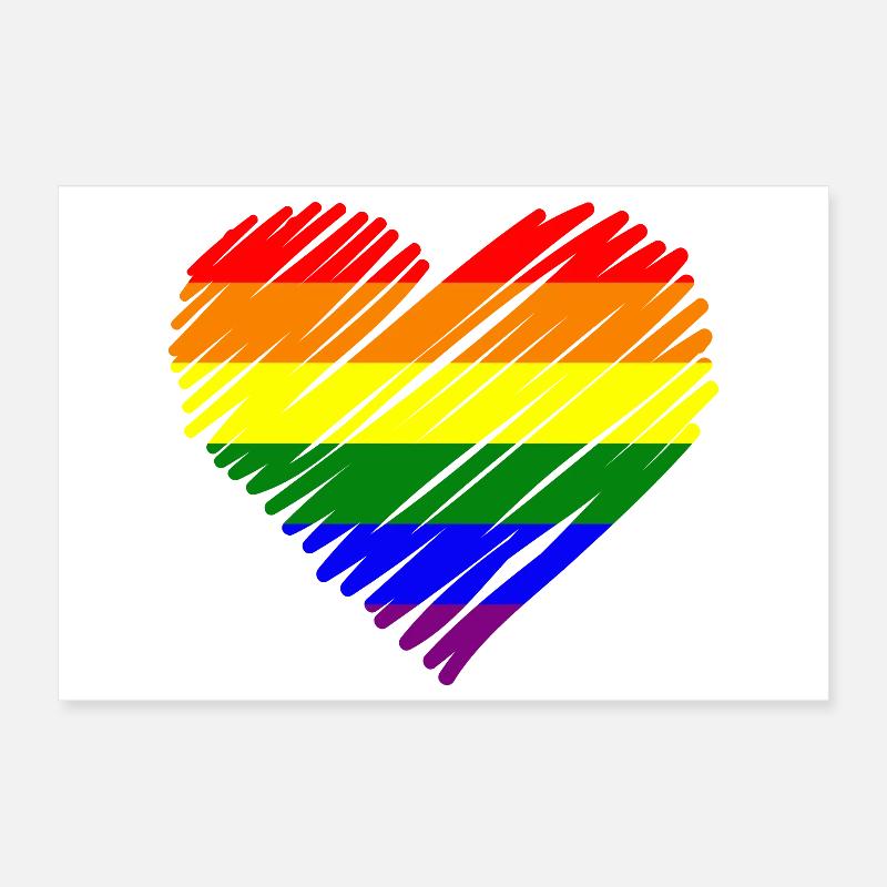 Regenbogen Pride Herz Poster 30x20 cm