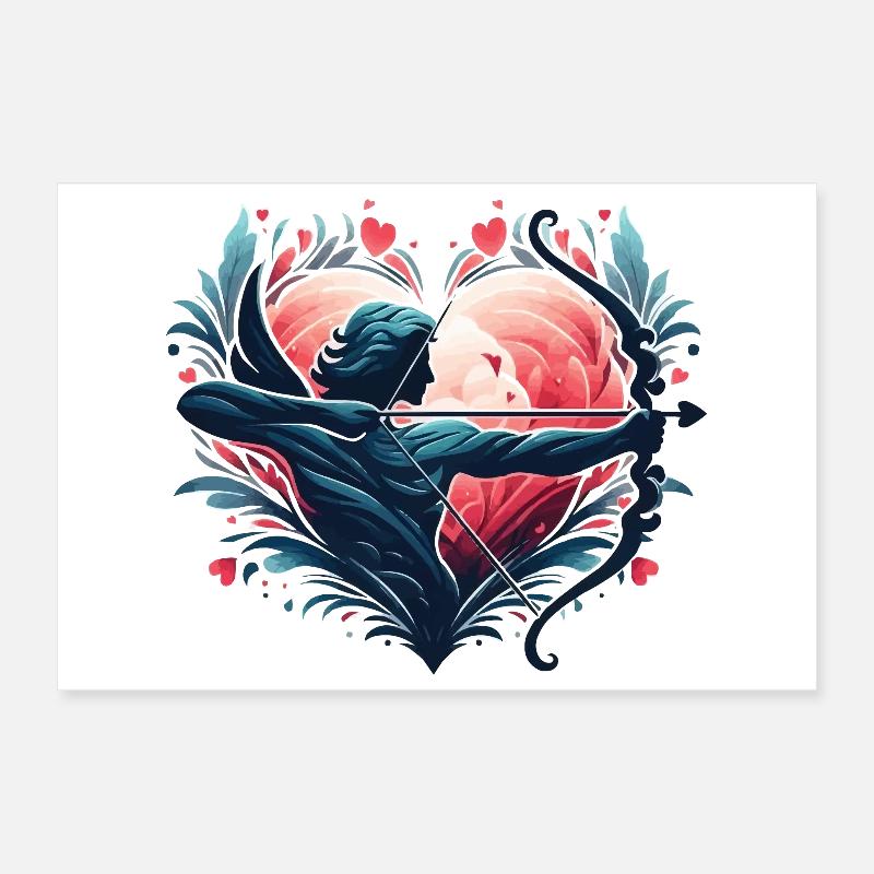 Mythischer Herz-Bogenschütze Illustration Poster 30x20 cm