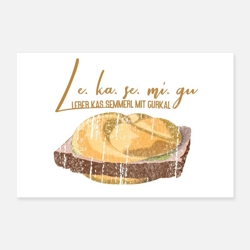 Leberkas Semmerl mit Gurkerl – Dialekt Poster 30x20 cm