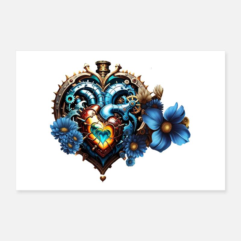 Fantastisches Steampunk-Herz Poster 30x20 cm