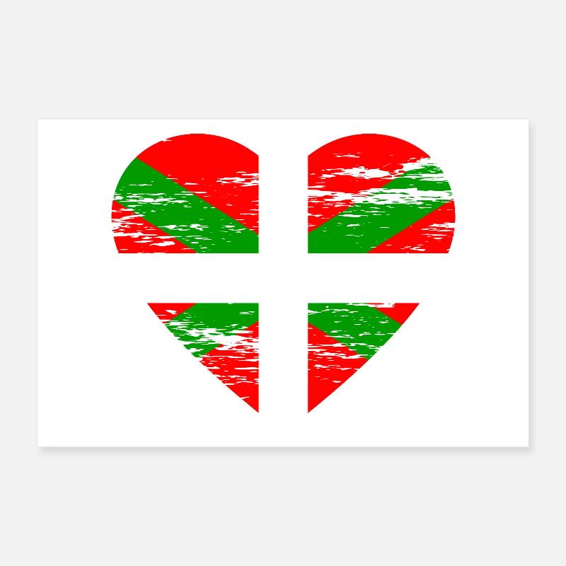 Drapeau basque coeur utilisé Poster 30 x 20 cm