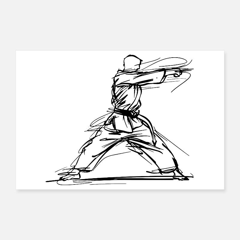 Karateka One Line Drawing Poster 30 x 20 cm