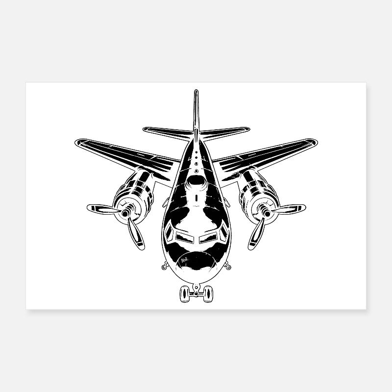 Airplane Drawing Poster 12" x 8" (30x20 cm)