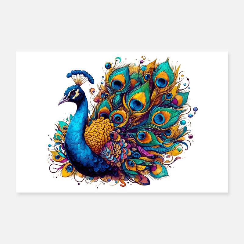 Peacock Poster 12" x 8" (30x20 cm)