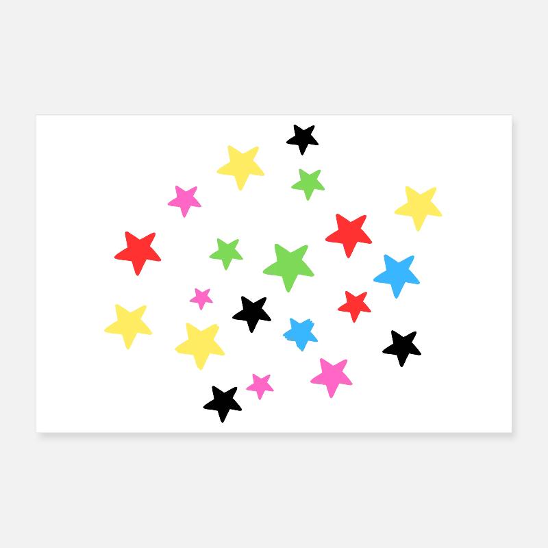 Bunte Sternenexplosion auf Stoff Poster 30x20 cm