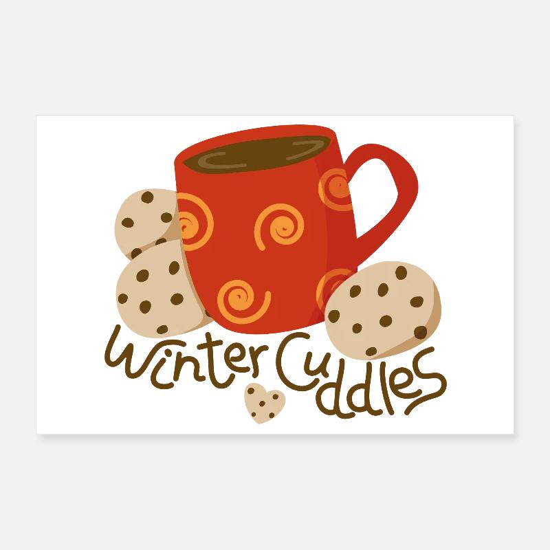 Tasse de chocolat chaud avec des biscuits Poster 30 x 20 cm
