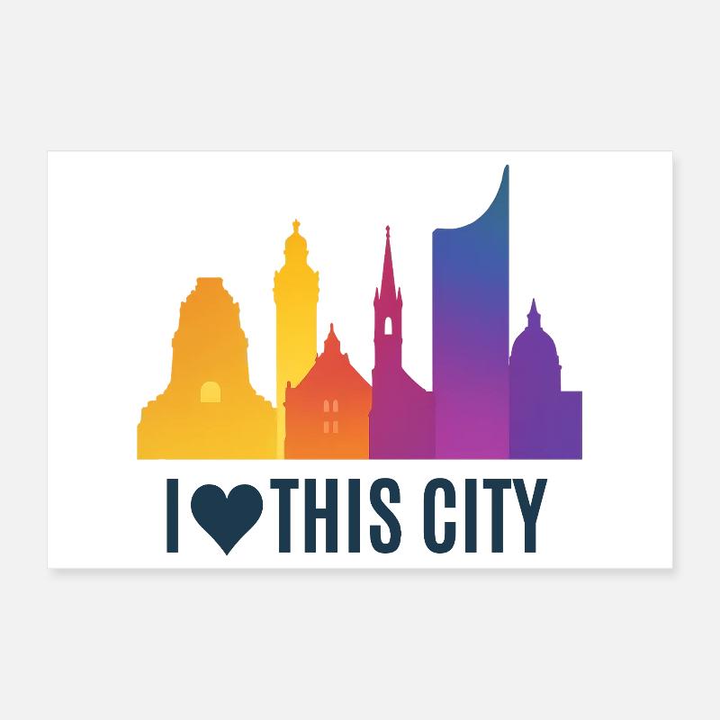 Herzstadt Skyline Gradient Poster 12" x 8" (30x20 cm)