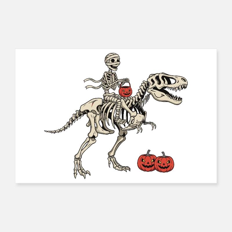 Skelett Reiter auf T Rex Poster 30x20 cm