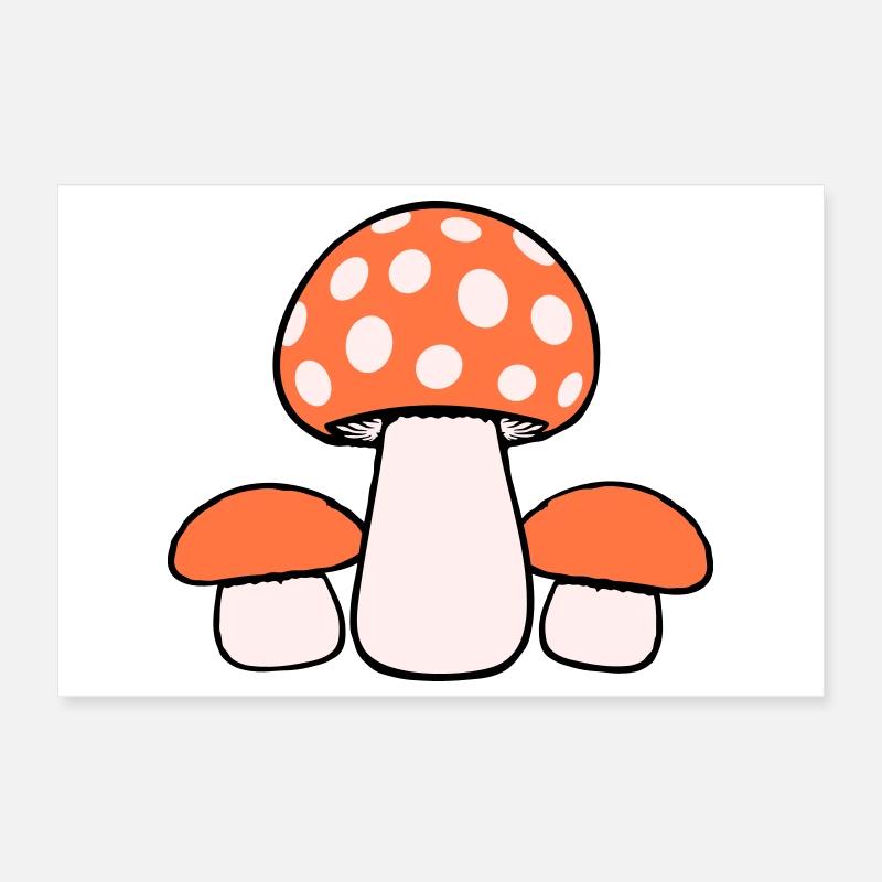 3 champignons Trois groupes Famille parsemée Champignons Nature Poster 30 x 20 cm