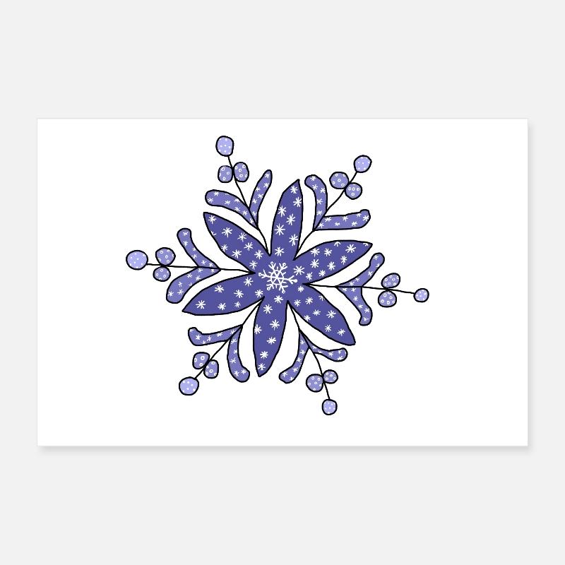 blaue_Schneeflocke Poster 30 x 20 cm