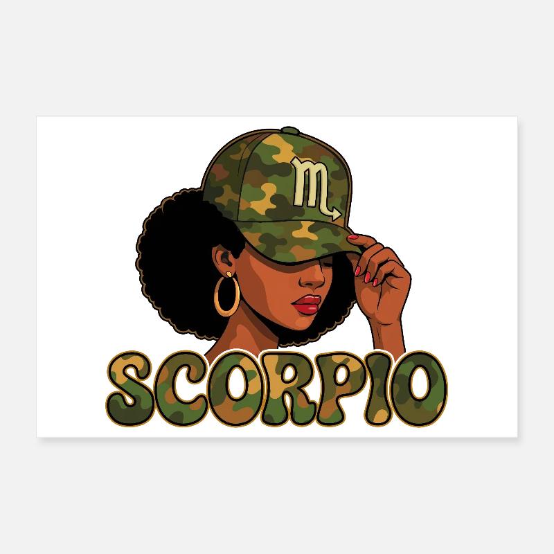 Scorpio Queen – Vibrations Afro Zodiac Camo Poster 30 x 20 cm