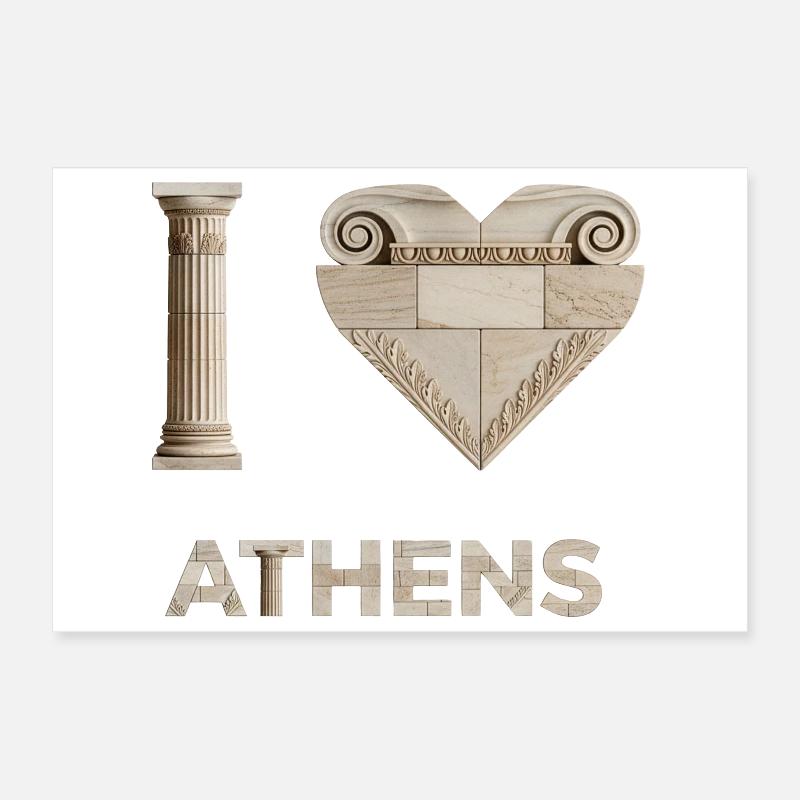 ATHÈNES – Lettrage architectural en marbre Poster 30 x 20 cm