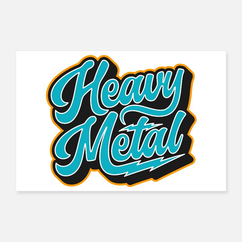 Heavy Metal Rétro Script Poster 30 x 20 cm