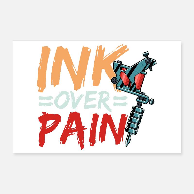 Conception de la machine à tatouer Ink Over Pain Poster 30 x 20 cm
