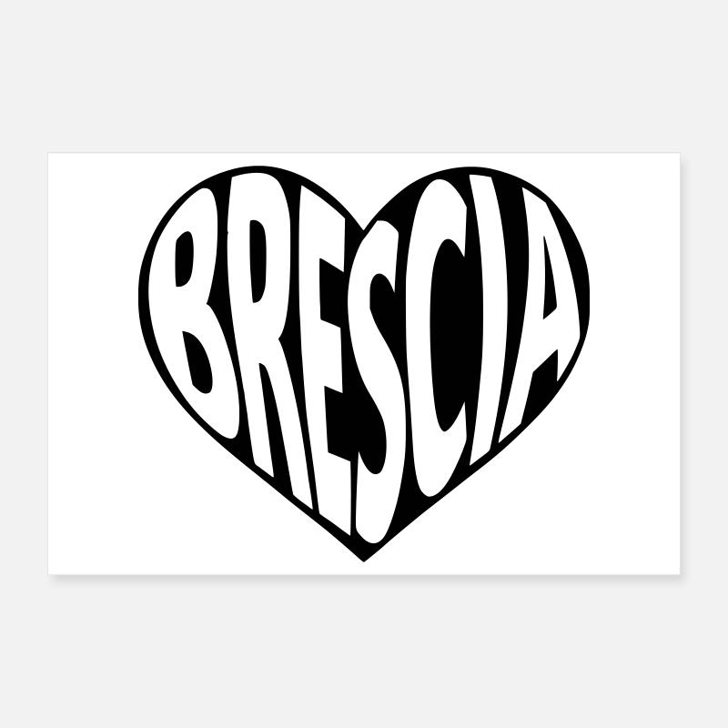 Brescia Heart Typography Poster 12" x 8" (30x20 cm)