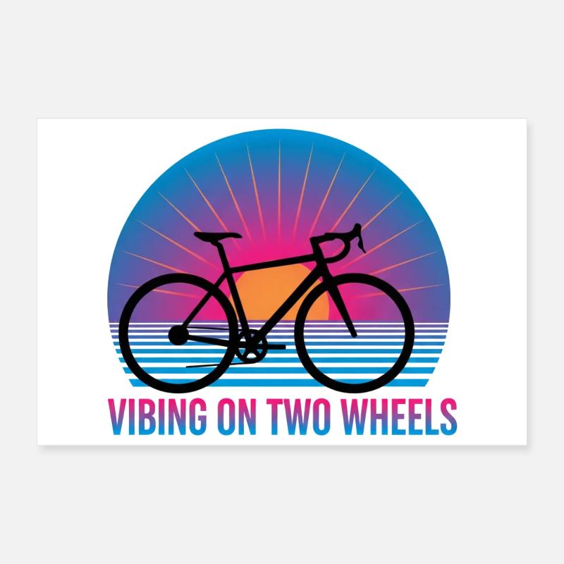 Vibing On Two Wheels Synthwave Road Bike Poster 30 x 20 cm