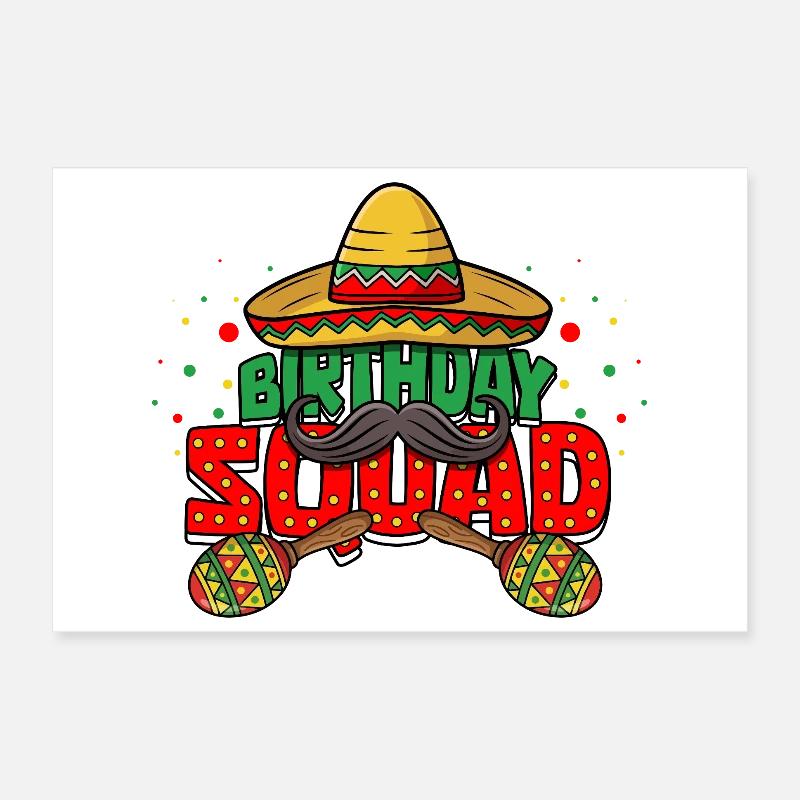 Équipe d’anniversaire Cinco de Mayo Mexican Poster 30 x 20 cm