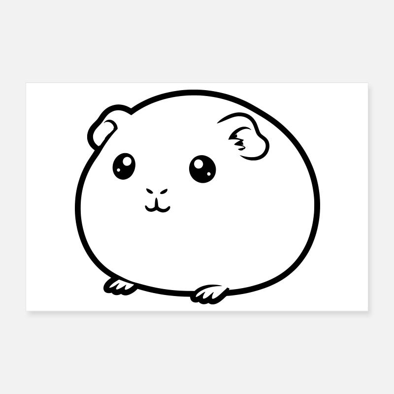 Silhouette de bande dessinée cobaye grasse Poster 30 x 20 cm