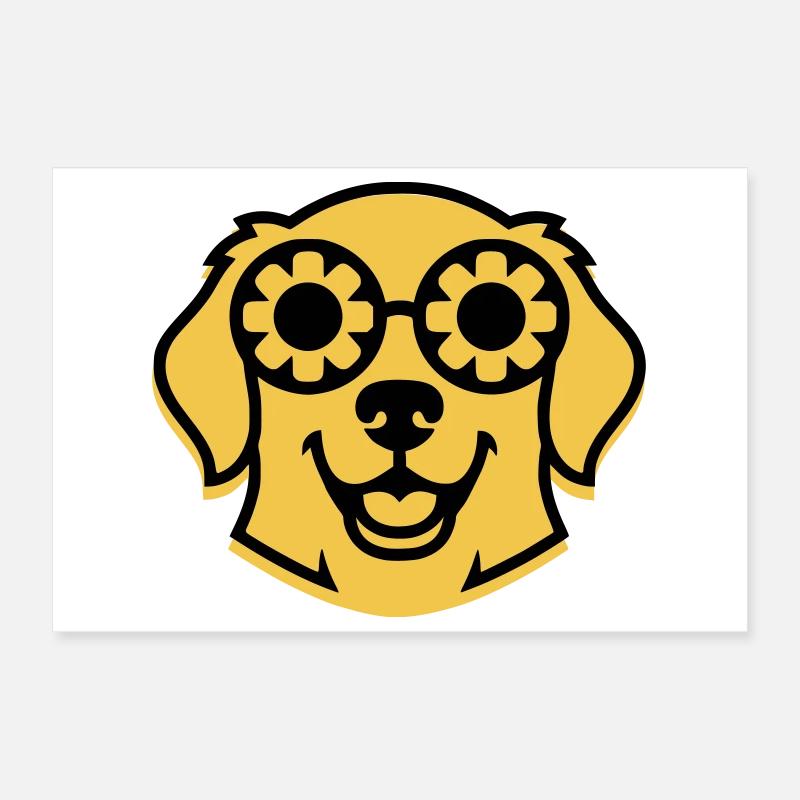 Cooler Retriever Brille Hippie Hund Poster 30x20 cm