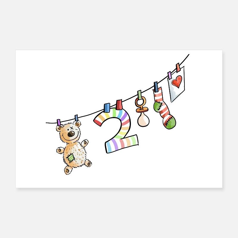 Zweiter Geburtstag - Bin schon zwei - Geschenk Poster 30x20 cm