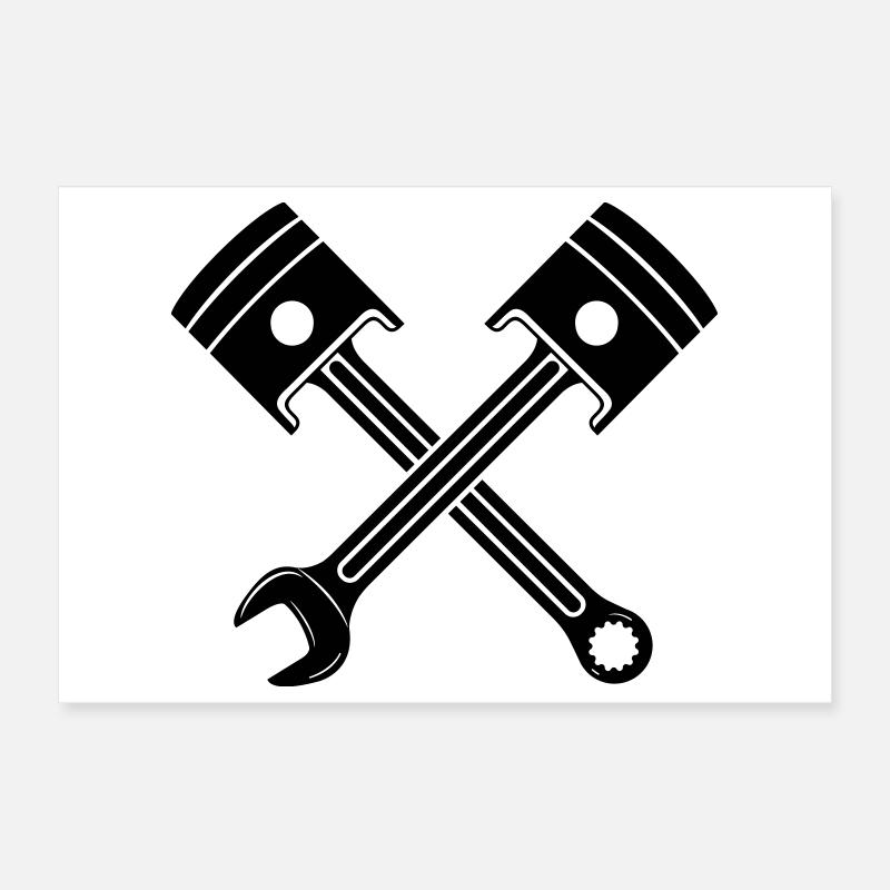 Engine piston key crossed Poster 12" x 8" (30x20 cm)