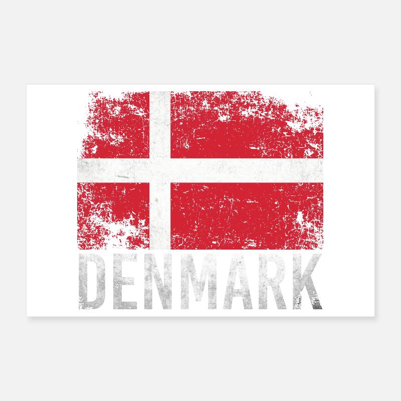 Danemark Grunge Drapeau Danemark Design Poster 30 x 20 cm