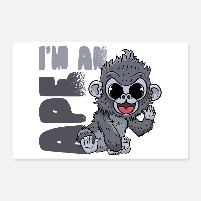 Gorilla Affe Poster 30x20 cm