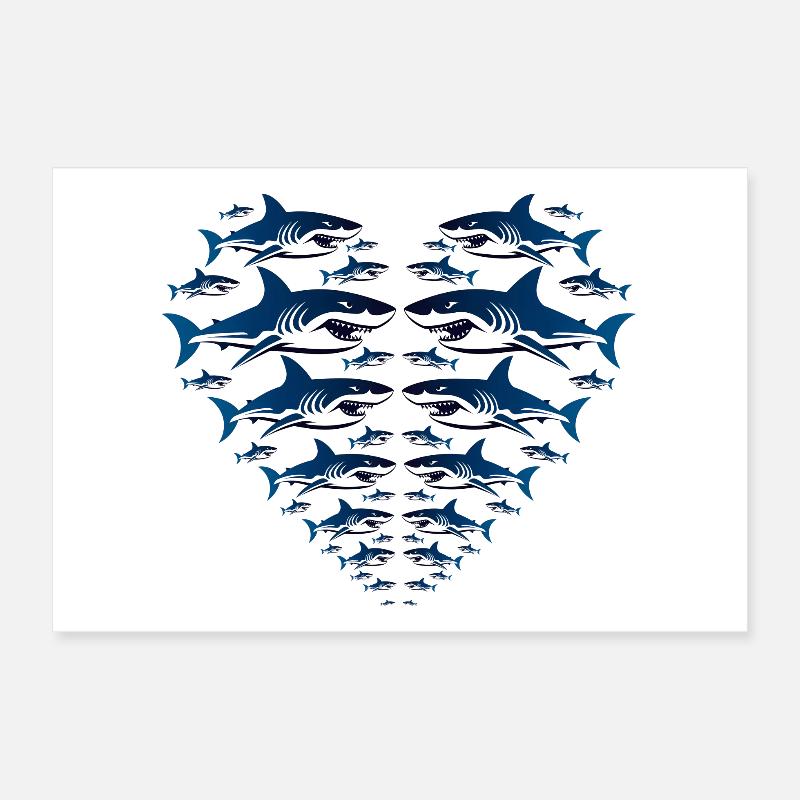Shark Heart Poster 30 x 20 cm