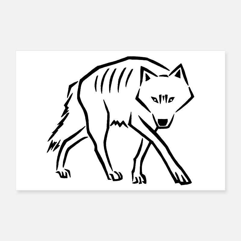Wolfsschritte (Schwarz) Poster 30x20 cm