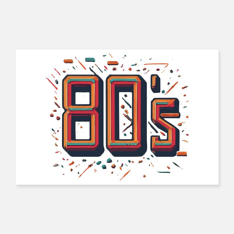 Glowing Neon 80s Design Poster 12" x 8" (30x20 cm)