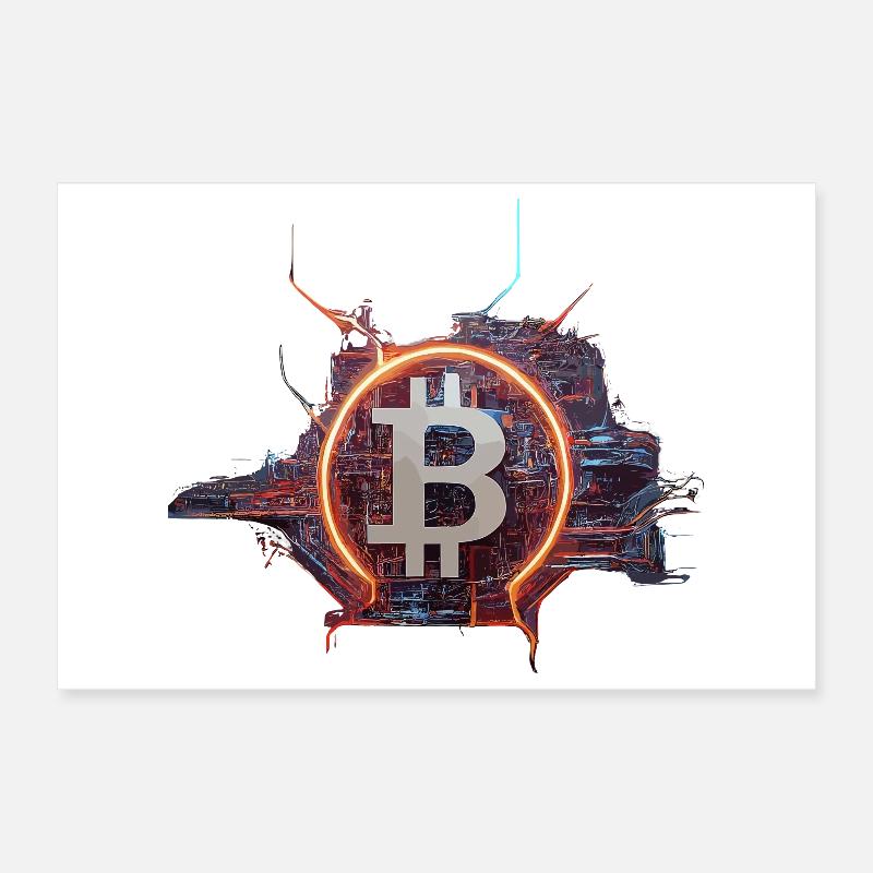 Conception cyber-moderne du Bitcoin Poster 30 x 20 cm