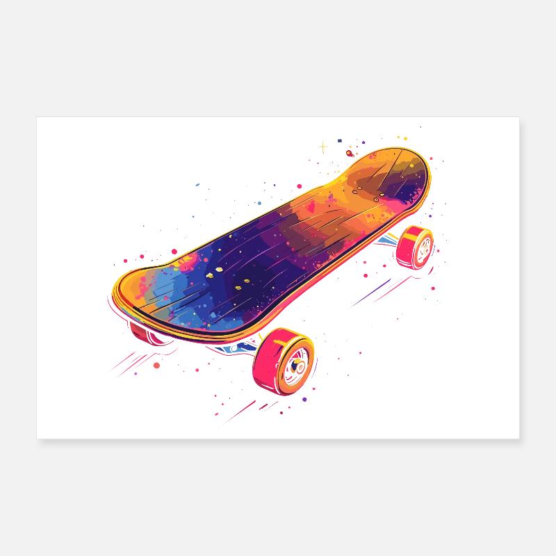 Skateboard Illustration Poster 30x20 cm