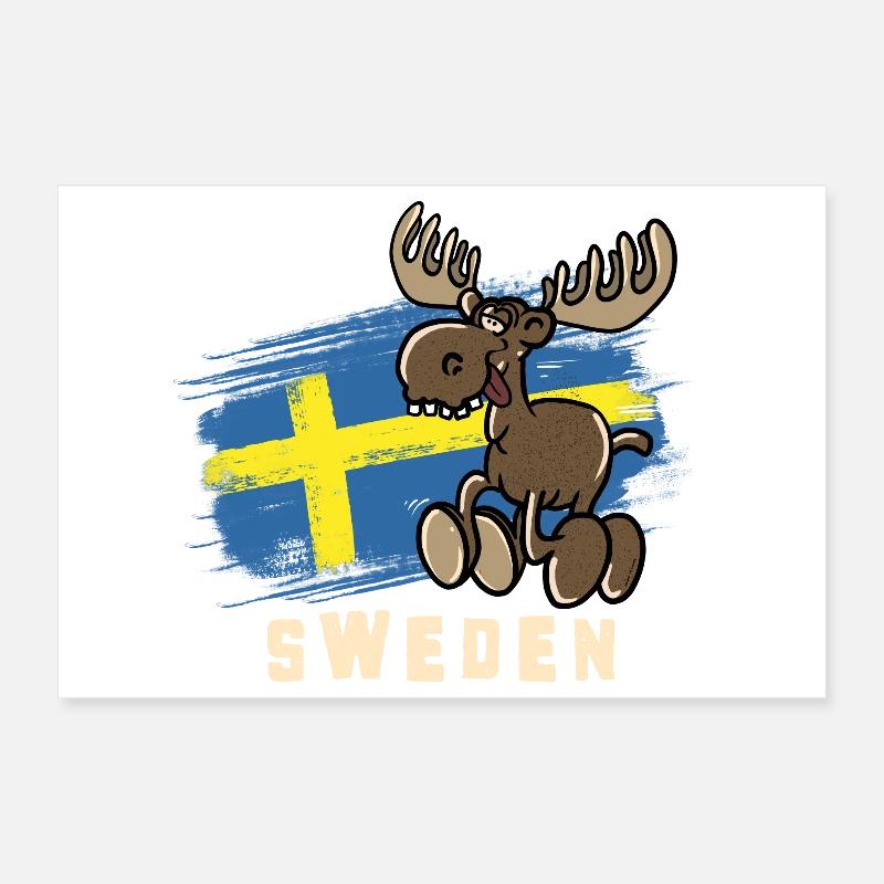 Sweden - Moose Poster 12" x 8" (30x20 cm)