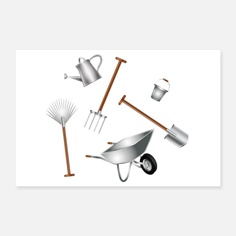 Illustration d’ensemble d’outils de jardin classiques Poster 30 x 20 cm
