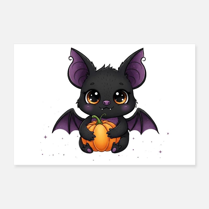 Dragon citrouille vampire mignon Poster 30 x 20 cm