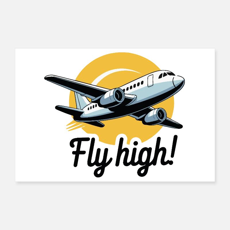 Airliner Flight Sun Fly High Poster 12" x 8" (30x20 cm)