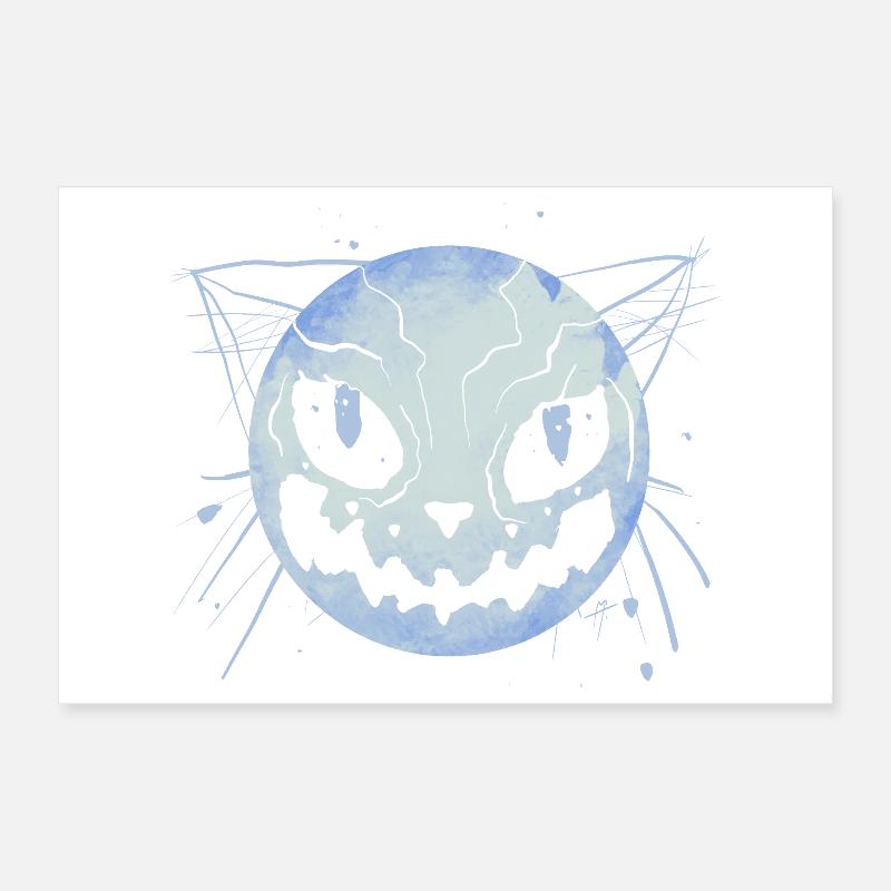 Cats Zombie Moon Poster 12" x 8" (30x20 cm)