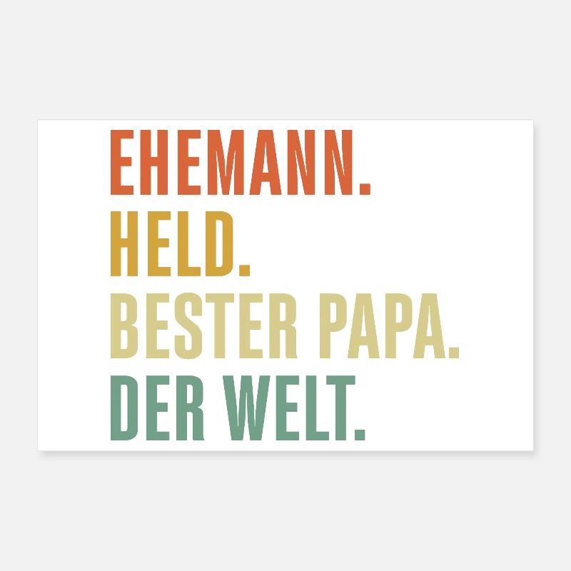 Idée cadeau fête des pères Meilleur papa du monde Mari Poster 30 x 20 cm
