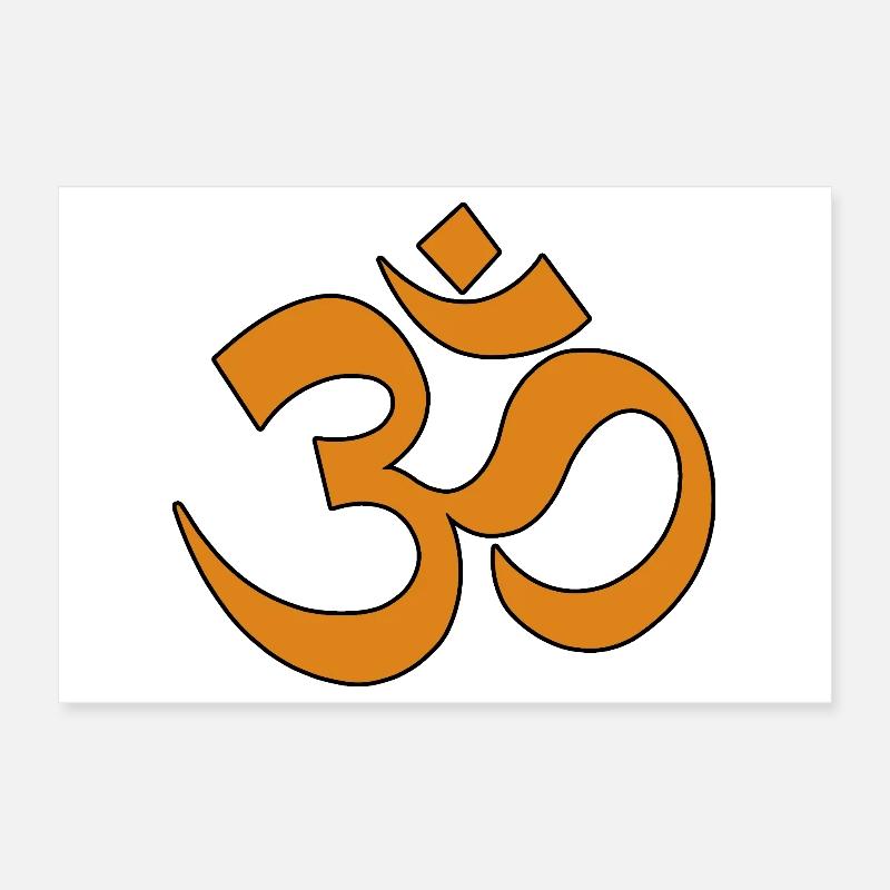 Om Symbol Orange auf Schwarz Poster 30x20 cm
