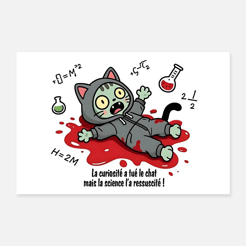 Curiosity has killed the cat, science... Poster 12" x 8" (30x20 cm)