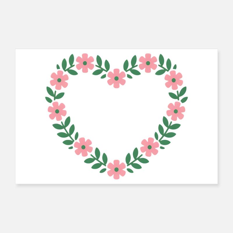 Message de cœur de fleur sauvage Poster 30 x 20 cm