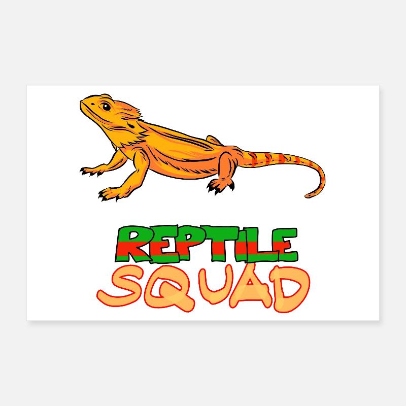 Reptile Squad Bearded Dragon Fun Design Poster 12" x 8" (30x20 cm)